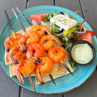 Shrimp Souvlaki (kabob) combo